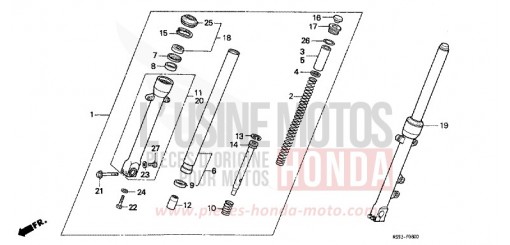 GABEL, VORNE NTV650P de 1993